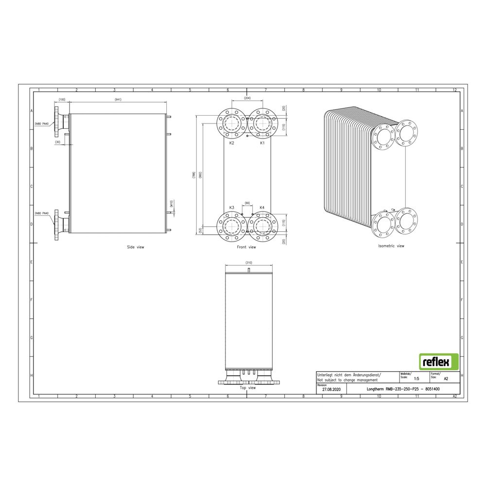 Reflex Longtherm Plattenwärmetauscher RMB-235-250, gelötet, 250 Platten, eingängig, DN ... REFLEX-8051400 4036705219610 (Abb. 2)