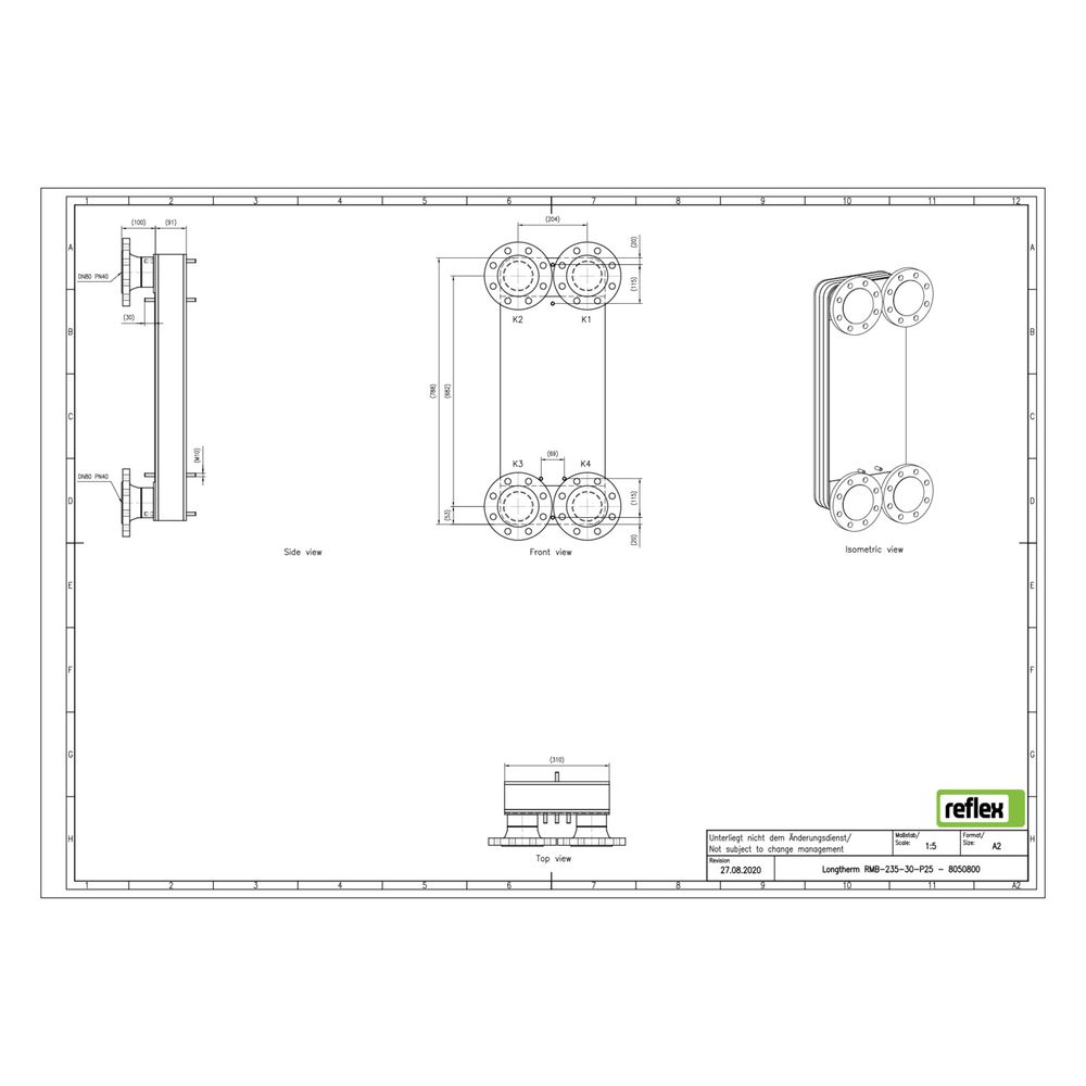 Reflex Longtherm Plattenwärmetauscher RMB-235-30, gelötet, 30 Platten, eingängig, DN 80... REFLEX-8050800 4036705219559 (Abb. 2)