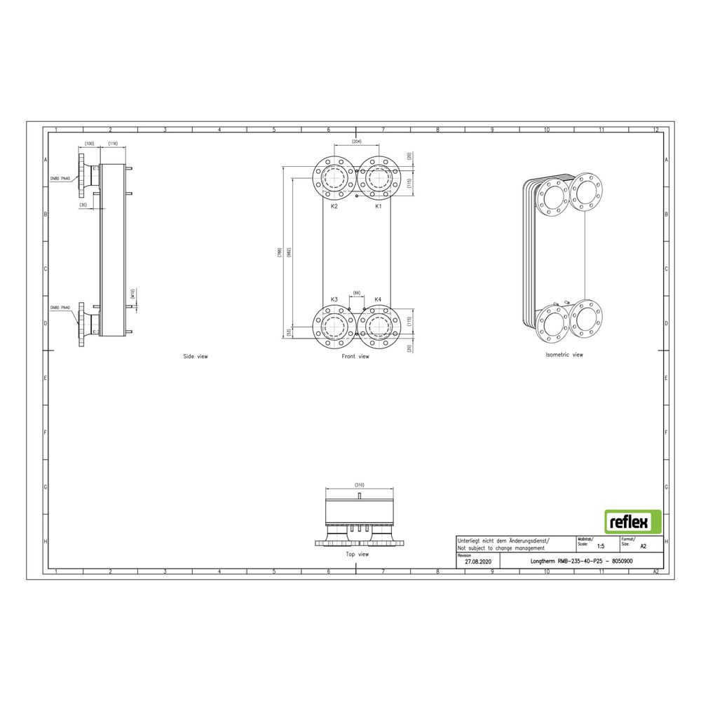 Reflex Longtherm Plattenwärmetauscher RMB-235-40, gelötet, 40 Platten, eingängig, DN 80... REFLEX-8050900 4036705219566 (Abb. 2)