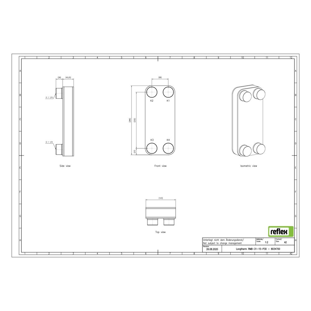 Reflex Longtherm Plattenwärmetauscher RMB-31-15, gelötet, 15 Platten, eingängig, G 1 1/... REFLEX-8034700 4036705217685 (Abb. 2)