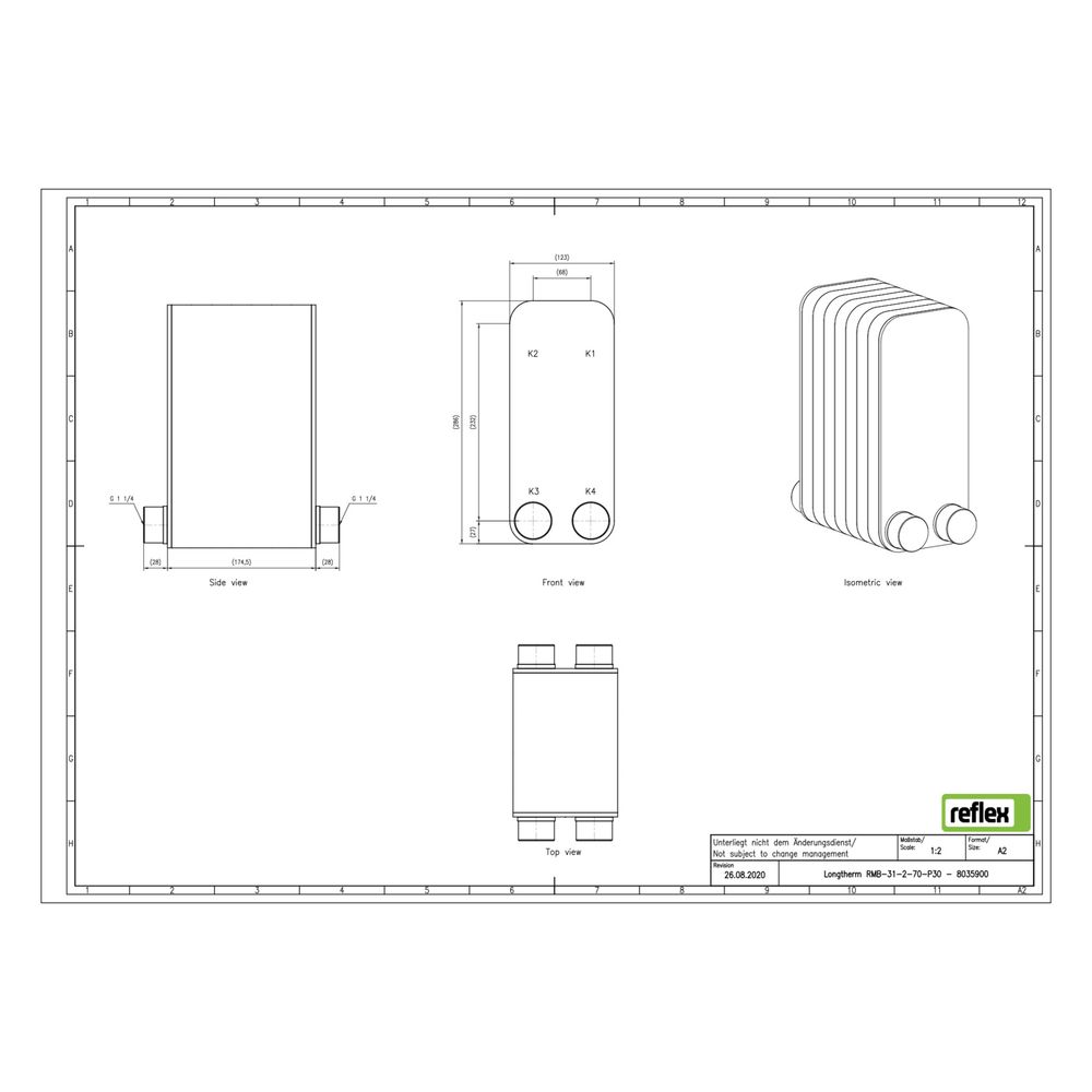 Reflex Longtherm Plattenwärmetauscher RMB-31-2-70, gelötet, 70 Platten, zweigängig, G 1... REFLEX-8035900 4036705218057 (Abb. 2)