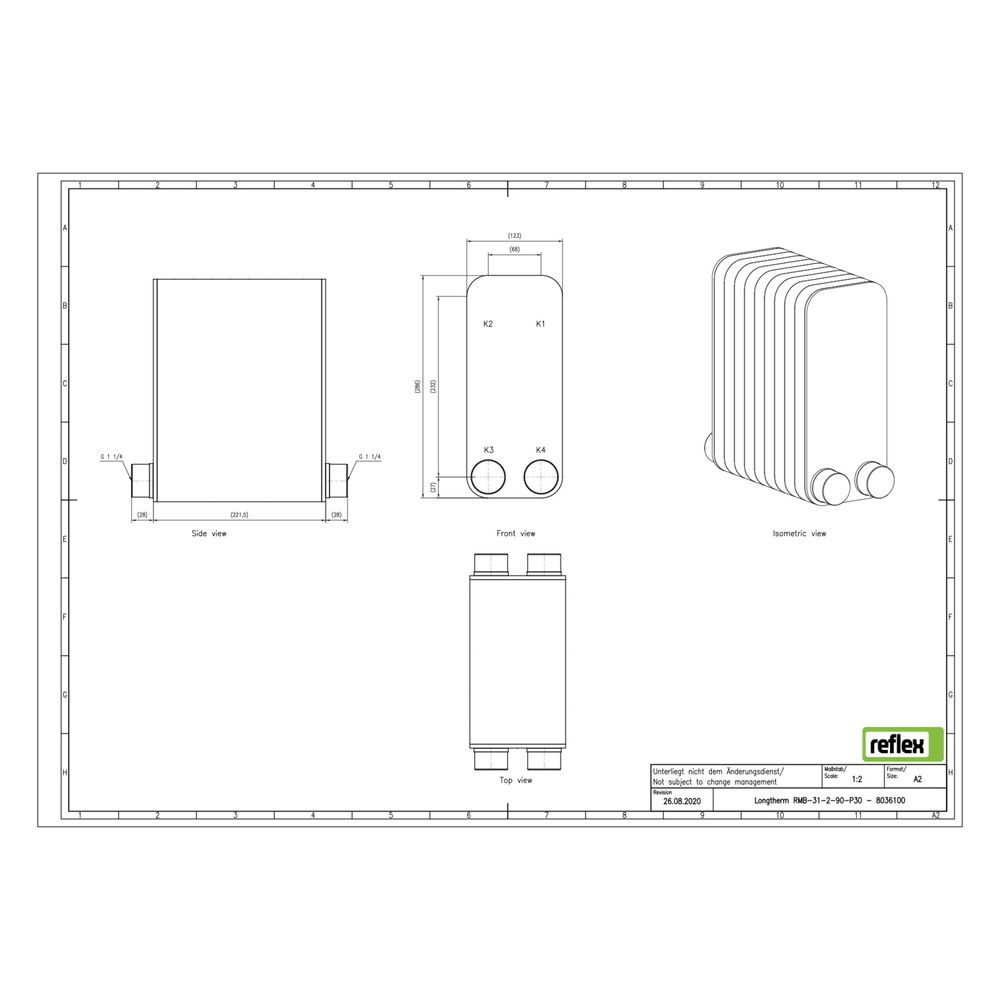 Reflex Longtherm Plattenwärmetauscher RMB-31-2-90, gelötet, 90 Platten, zweigängig, G 1... REFLEX-8036100 4036705218071 (Abb. 2)