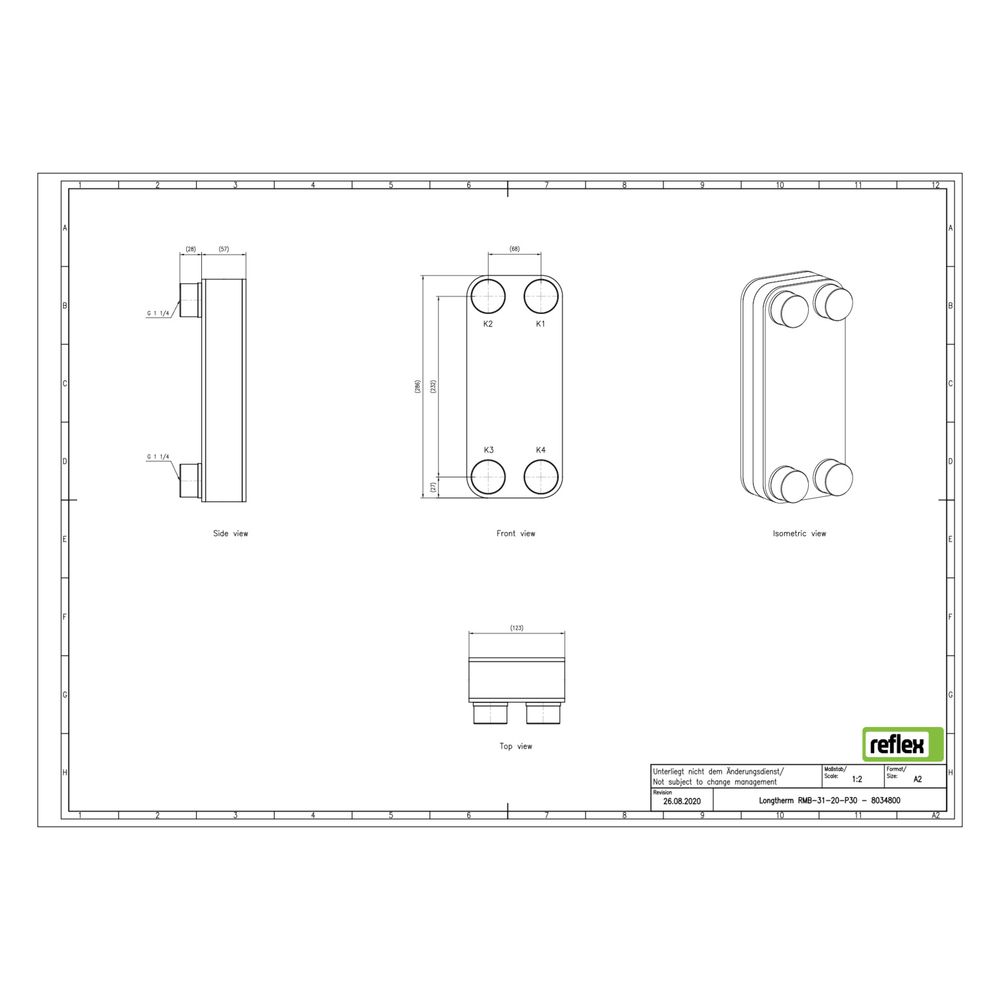 Reflex Longtherm Plattenwärmetauscher RMB-31-20, gelötet, 20 Platten, eingängig, G 1 1/... REFLEX-8034800 4036705217692 (Abb. 2)