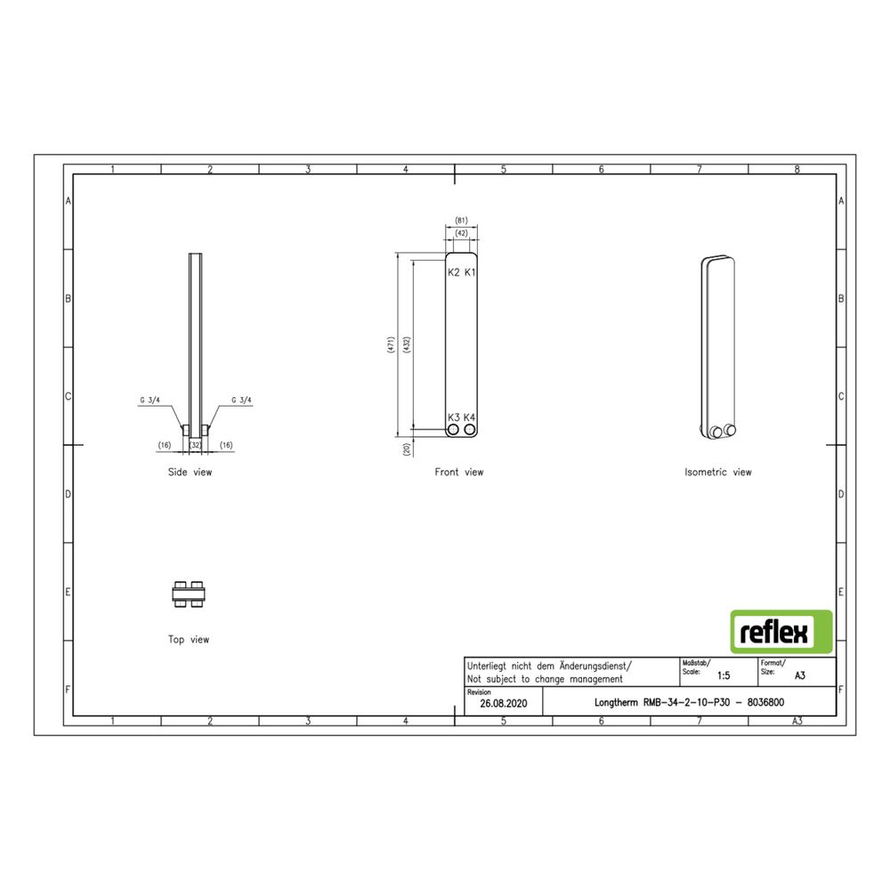 Reflex Longtherm Plattenwärmetauscher RMB-34-2-10, gelötet, 10 Platten, zweigängig, G 3... REFLEX-8036800 4036705218149 (Abb. 2)