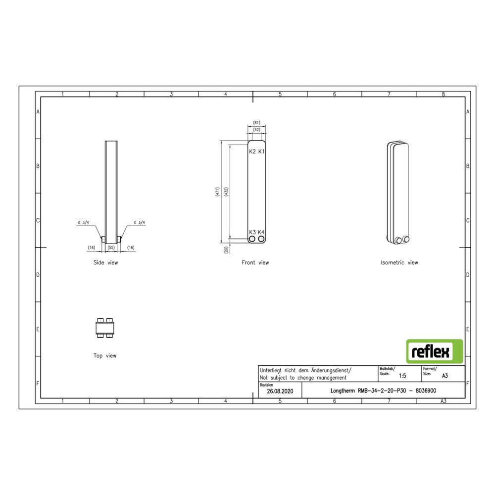 Reflex Longtherm Plattenwärmetauscher RMB-34-2-20, gelötet, 20 Platten, zweigängig, G 3... REFLEX-8036900 4036705218156 (Abb. 2)
