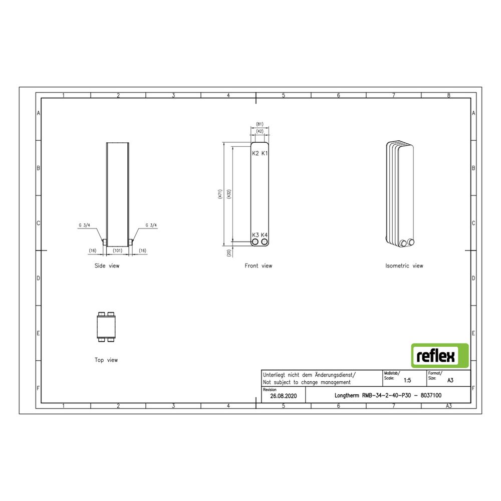 Reflex Longtherm Plattenwärmetauscher RMB-34-2-40, gelötet, 40 Platten, zweigängig, G 3... REFLEX-8037100 4036705218170 (Abb. 2)