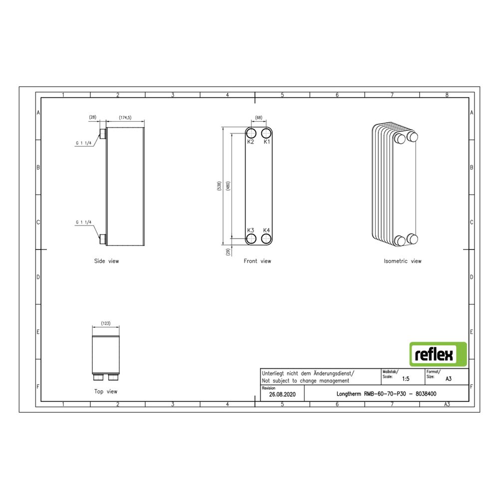Reflex Longtherm Plattenwärmetauscher RMB-60-70, gelötet, 70 Platten, eingängig, G 1 1/... REFLEX-8038400 4036705218316 (Abb. 2)