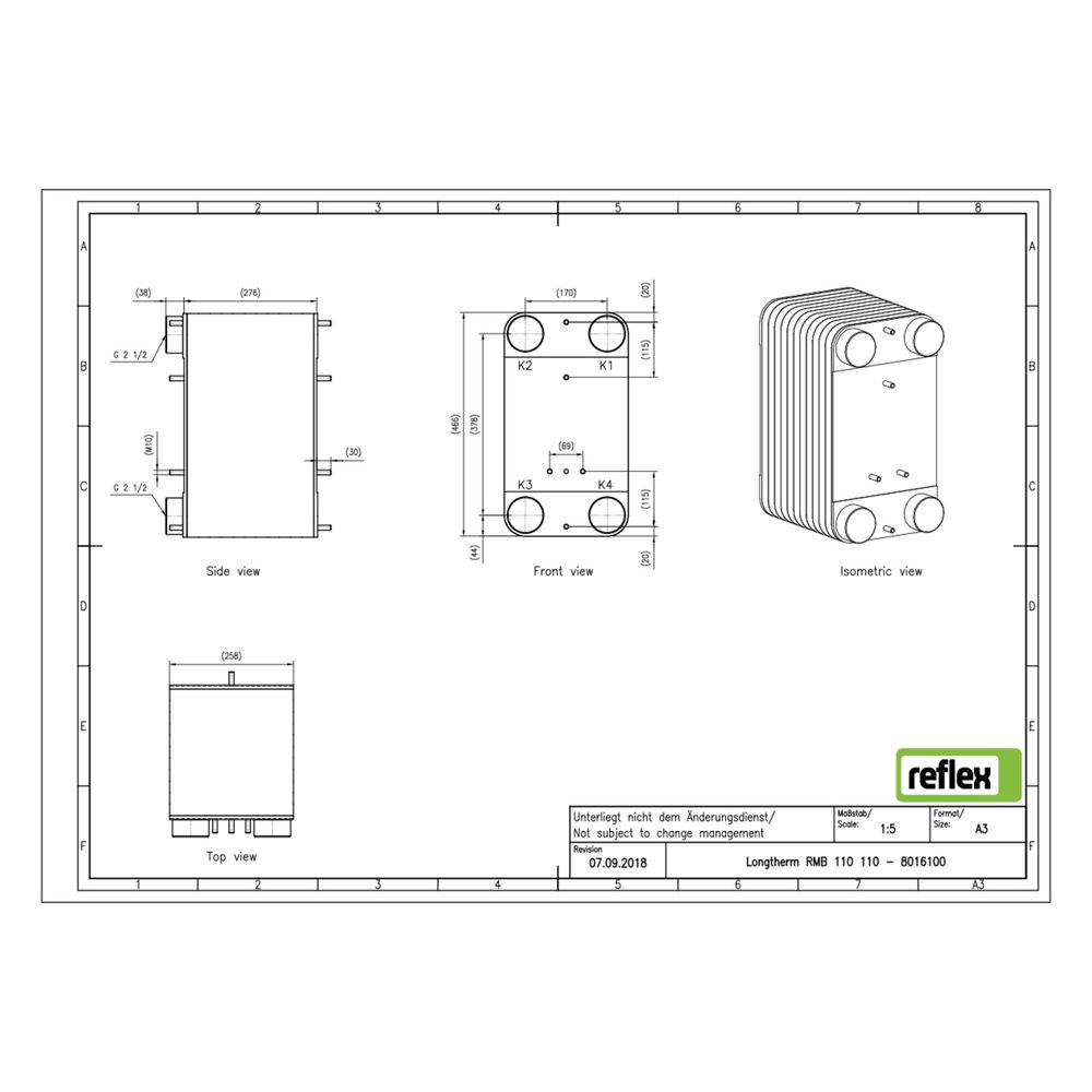 Reflex Longtherm Plattenwärmetauscher RMB-110-110, gelötet, 110 Platten, eingängig, G 2... REFLEX-8016100 4036705178863 (Abb. 2)