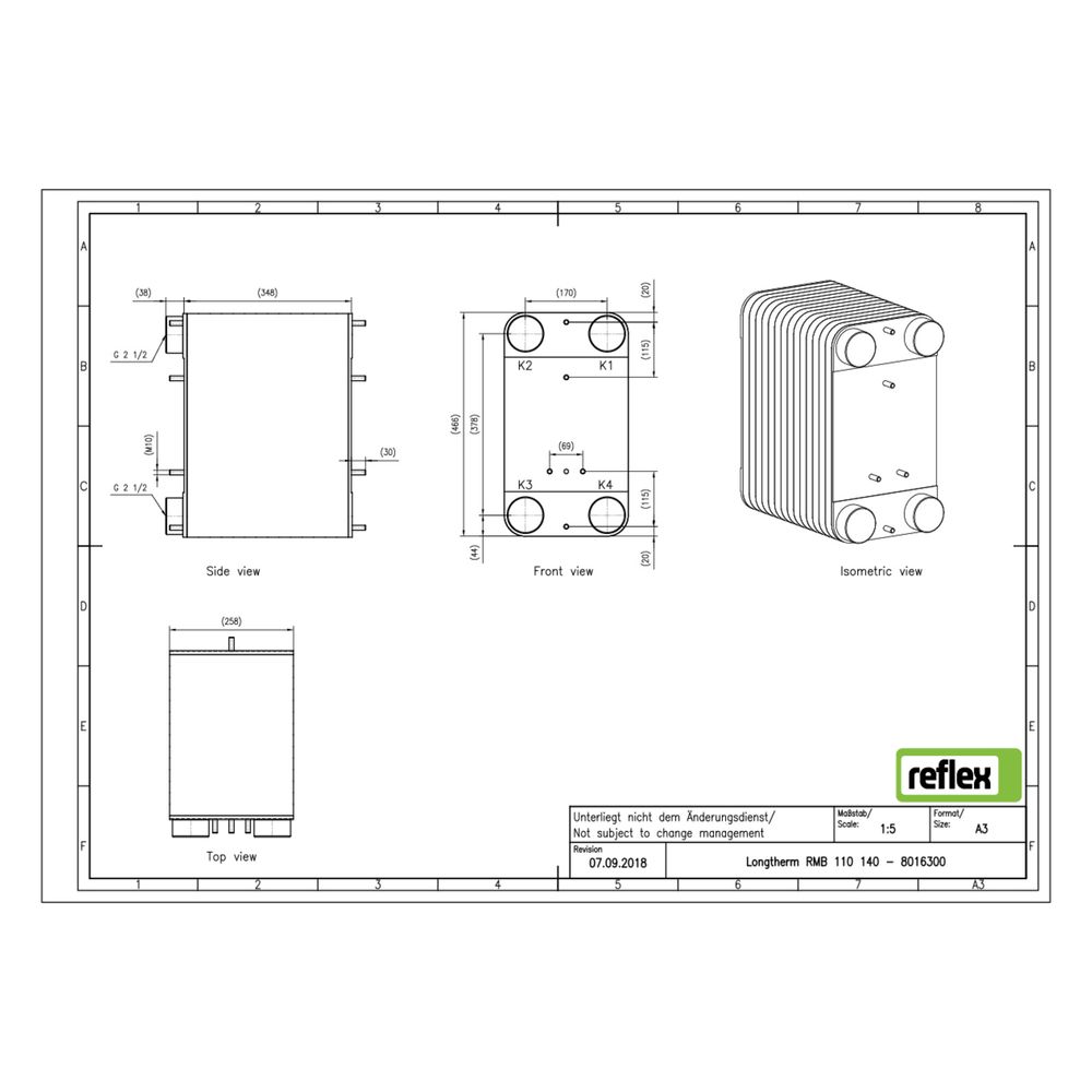 Reflex Longtherm Plattenwärmetauscher RMB-110-140, gelötet, 140 Platten, eingängig, G 2... REFLEX-8016300 4036705178894 (Abb. 2)