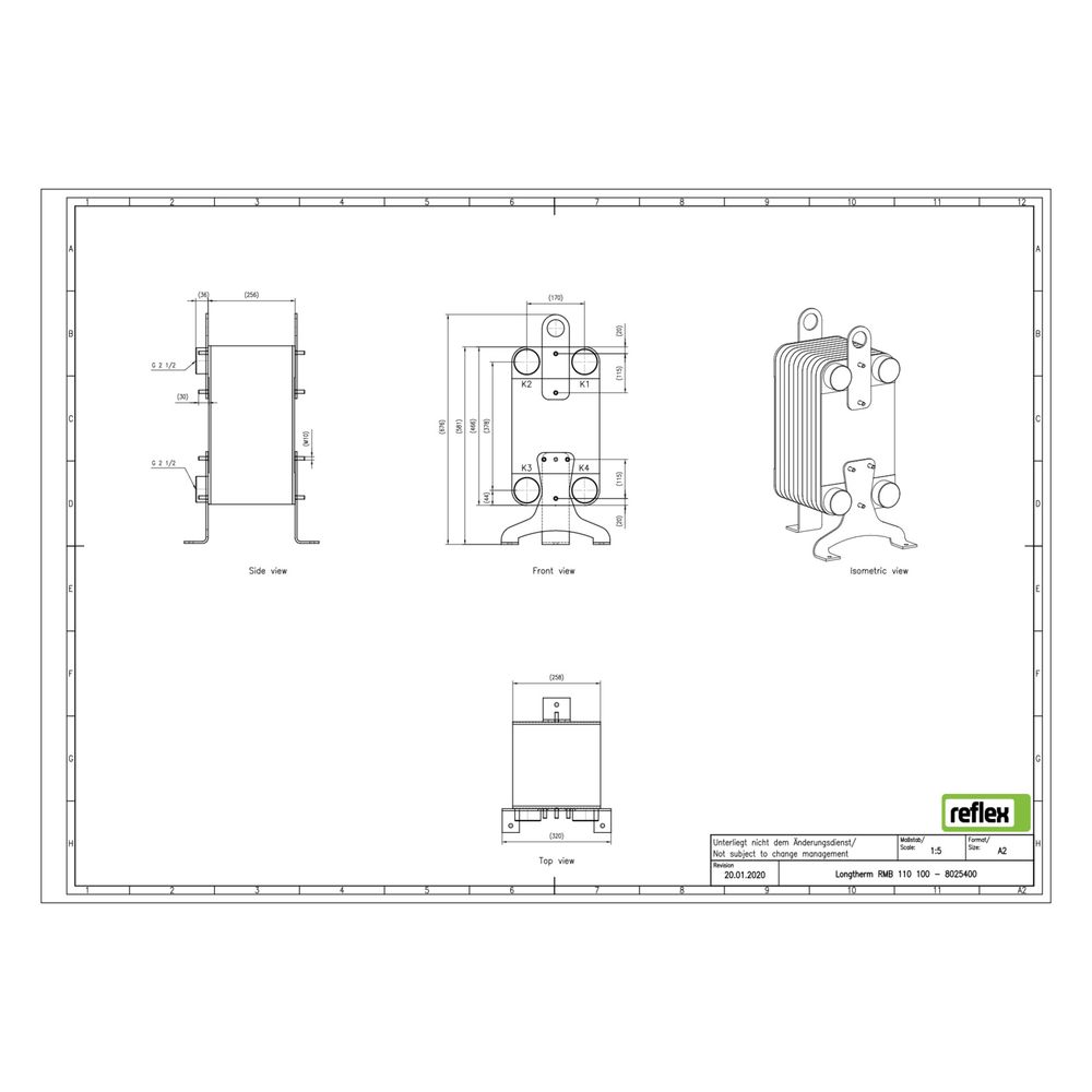 Reflex Longtherm Plattenwärmetauscher RMB-110-100, gelötet, 100 Platten, eingängig, G 2... REFLEX-8025400 4036705205316 (Abb. 2)