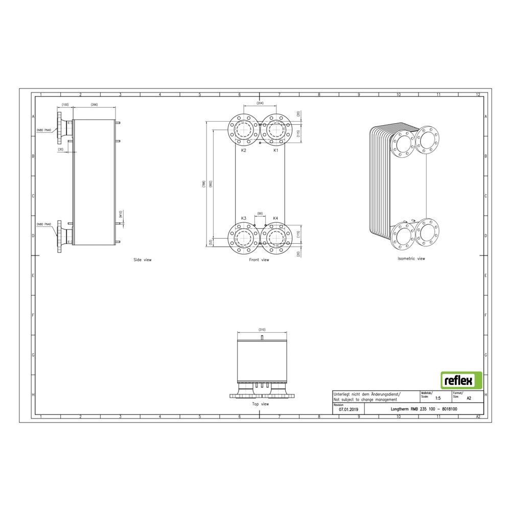 Reflex Longtherm Plattenwärmetauscher RMB-235-100, gelötet, 100 Platten, eingängig, DN ... REFLEX-8018100 4036705179112 (Abb. 2)