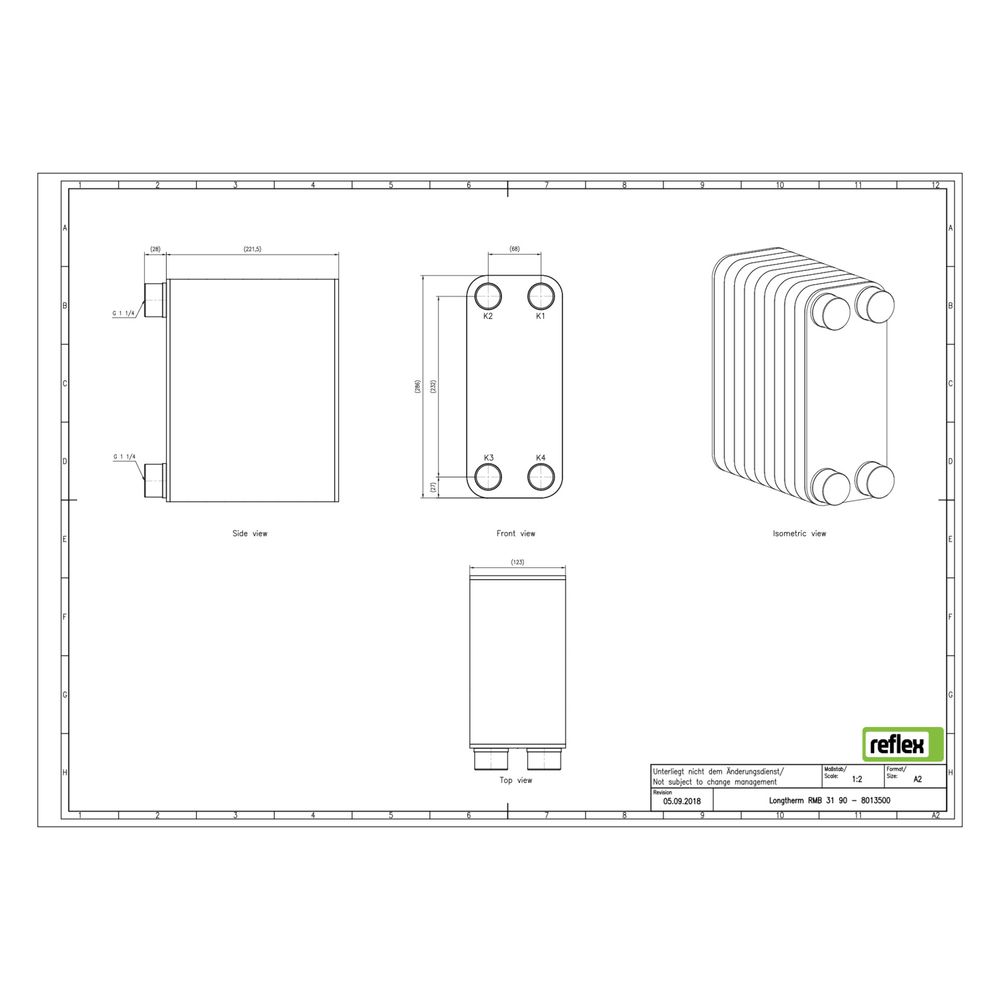 Reflex Longtherm Plattenwärmetauscher RMB-31-90, gelötet, 90 Platten, eingängig, G 1 1/... REFLEX-8013500 4036705178467 (Abb. 2)