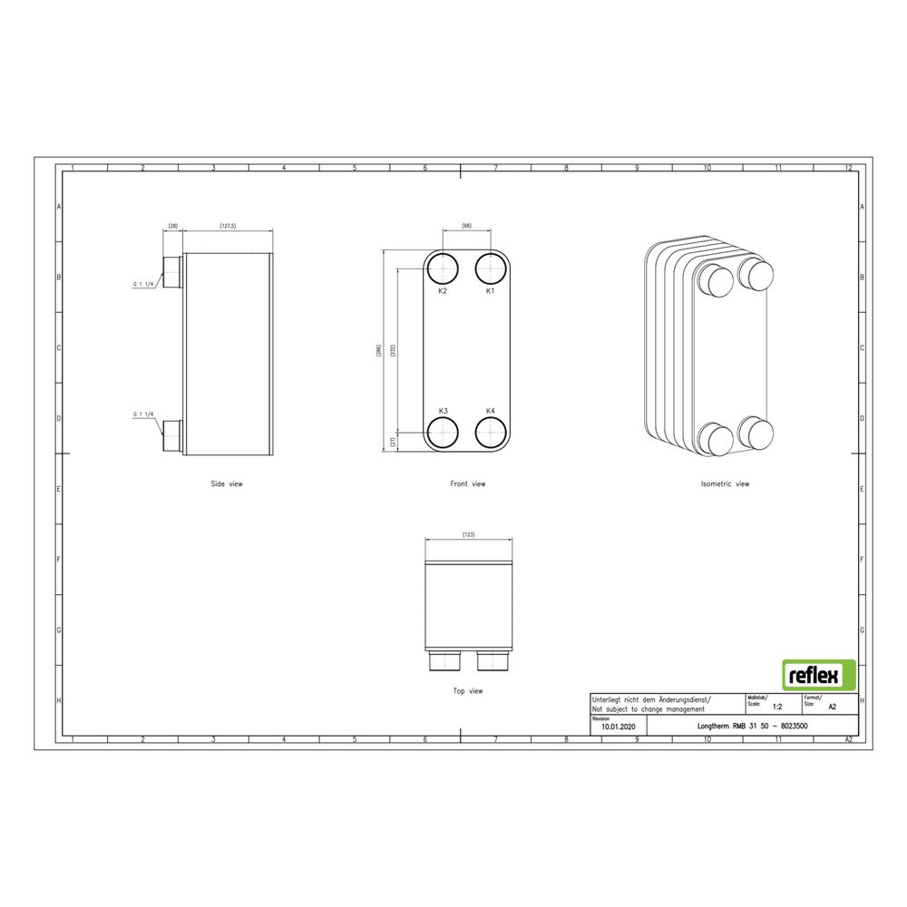 Reflex Longtherm Plattenwärmetauscher RMB-31-50, gelötet, 50 Platten, eingängig, G 1 1/... REFLEX-8023500 4036705205125 (Abb. 2)