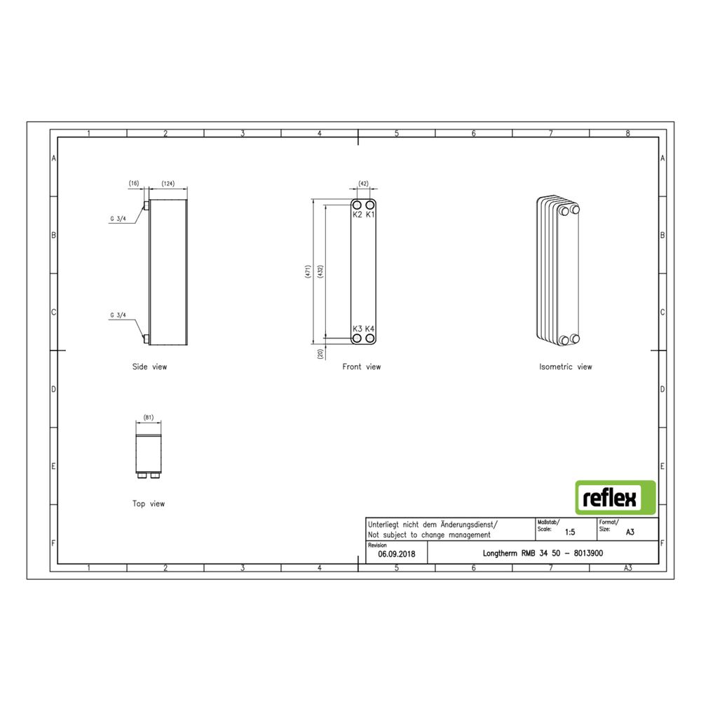 Reflex Longtherm Plattenwärmetauscher RMB-34-50, gelötet, 50 Platten, eingängig, G 3/4"... REFLEX-8013900 4036705178535 (Abb. 2)
