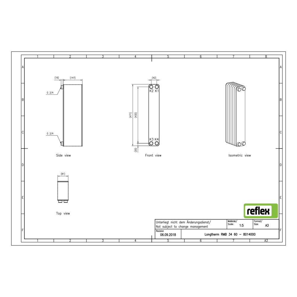 Reflex Longtherm Plattenwärmetauscher RMB-34-60, gelötet, 60 Platten, eingängig, G 3/4"... REFLEX-8014000 4036705178542 (Abb. 2)