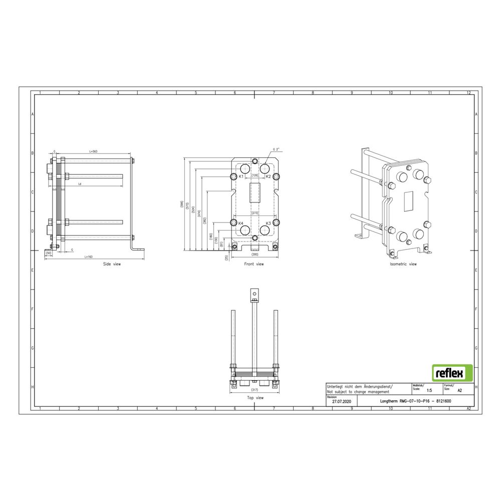 Reflex Longtherm Plattenwärmetauscher RMG-07-10, geschraubt, 10 Platten, NBR-Dichtungen... REFLEX-8121600 4036705220371 (Abb. 2)