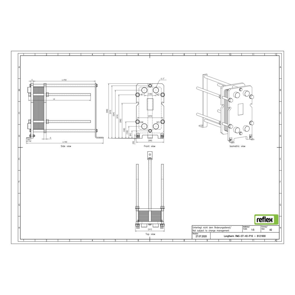 Reflex Longtherm Plattenwärmetauscher RMG-07-40, geschraubt, 40 Platten, NBR-Dichtungen... REFLEX-8121900 4036705220401 (Abb. 2)