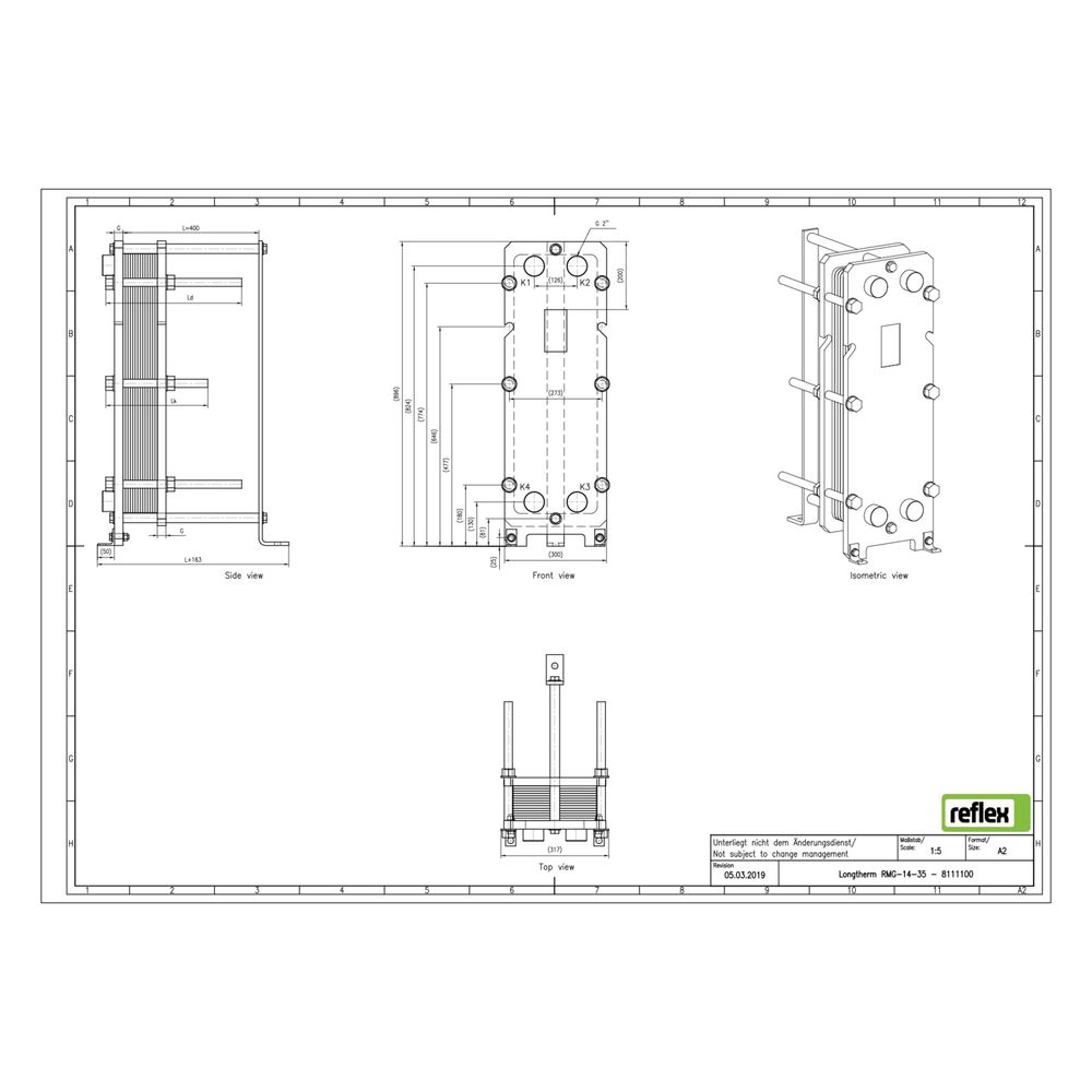 Reflex Longtherm Plattenwärmetauscher RMG-14-35, geschraubt, 35 Platten, NBR-Dichtungen... REFLEX-8111100 4036705179235 (Abb. 2)