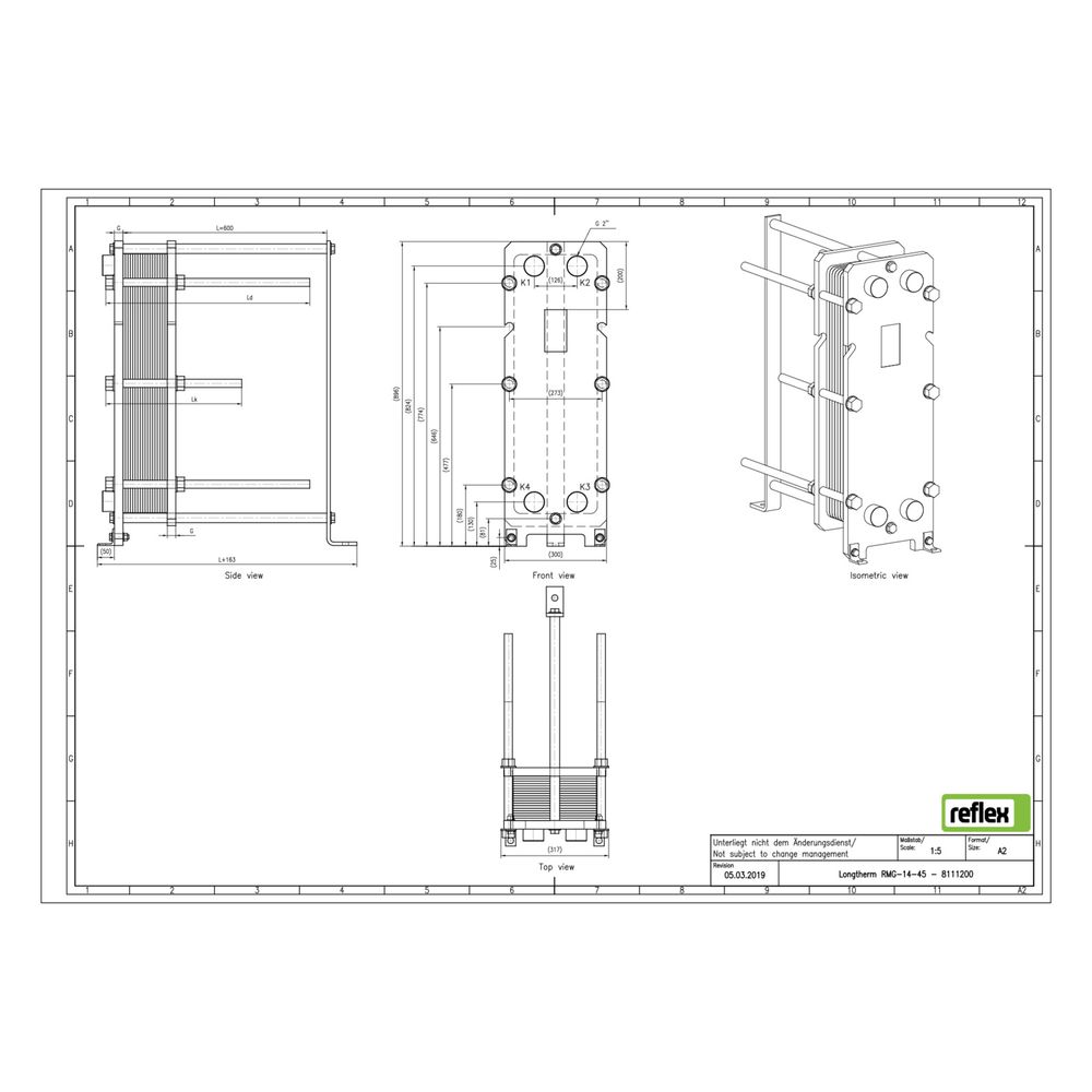 Reflex Longtherm Plattenwärmetauscher RMG-14-45, geschraubt, 45 Platten, NBR-Dichtungen... REFLEX-8111200 4036705179242 (Abb. 2)