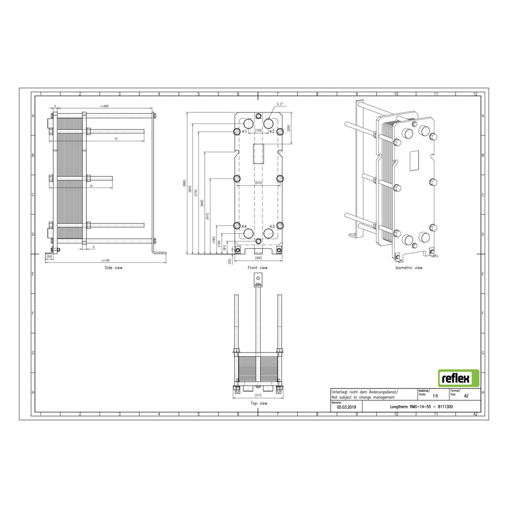 Reflex Longtherm Plattenwärmetauscher RMG-14-55, geschraubt, 55 Platten, NBR-Dichtungen... REFLEX-8111300 4036705179259 (Abb. 2)