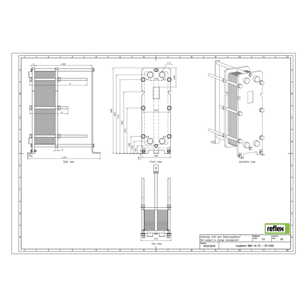 Reflex Longtherm Plattenwärmetauscher RMG-14-75, geschraubt, 75 Platten, NBR-Dichtungen... REFLEX-8111500 4036705179273 (Abb. 2)