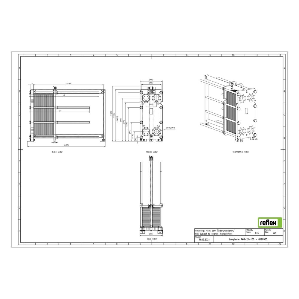 Reflex Longtherm Plattenwärmetauscher RMG-21-150, geschraubt, 150 Platten, NBR-Dichtung... REFLEX-8120500 4036705205910 (Abb. 2)