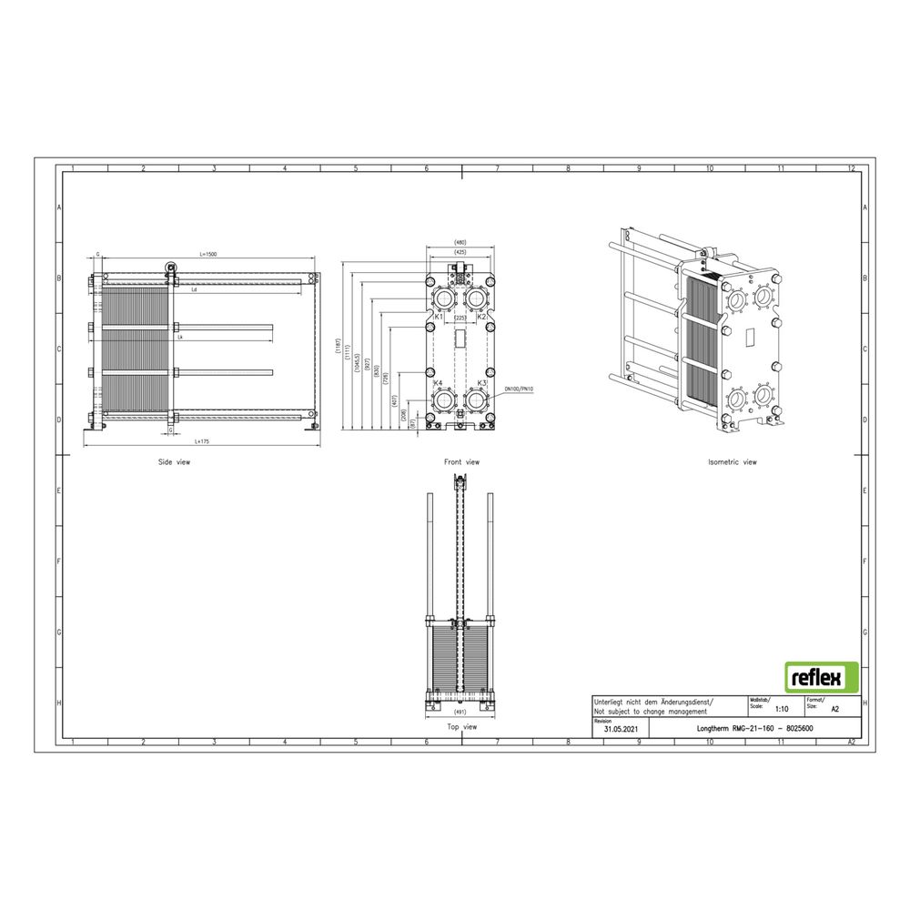 Reflex Longtherm Plattenwärmetauscher RMG-21-160, geschraubt, 160 Platten, NBR-Dichtung... REFLEX-8025600 4036705207471 (Abb. 2)