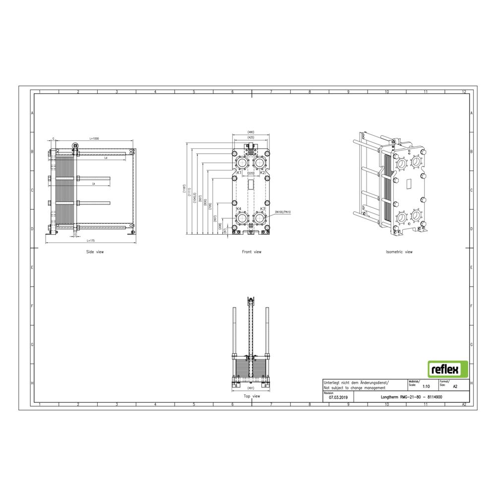 Reflex Longtherm Plattenwärmetauscher RMG-21-80, geschraubt, 80 Platten, NBR-Dichtungen... REFLEX-8114900 4036705179617 (Abb. 2)