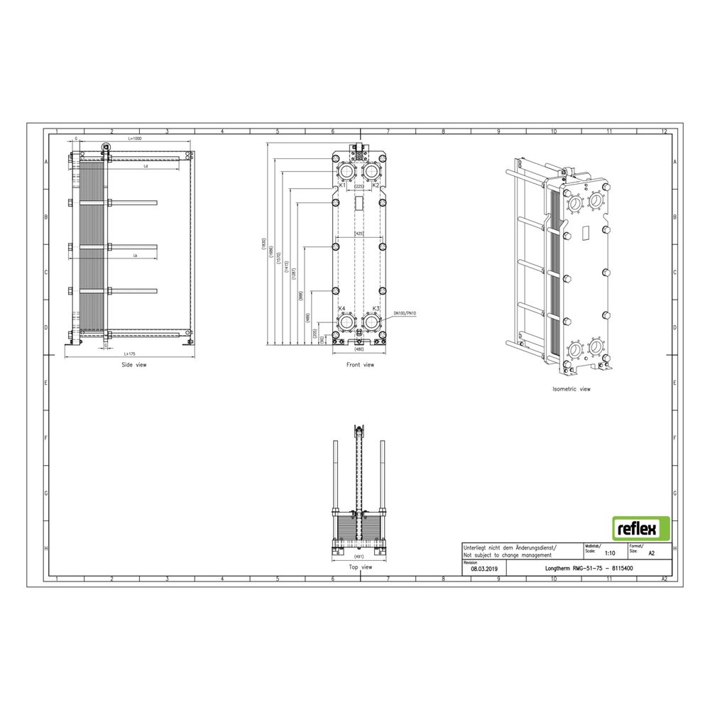 Reflex Longtherm Plattenwärmetauscher RMG-51-75, geschraubt, 75 Platten, NBR-Dichtungen... REFLEX-8115400 4036705179662 (Abb. 2)