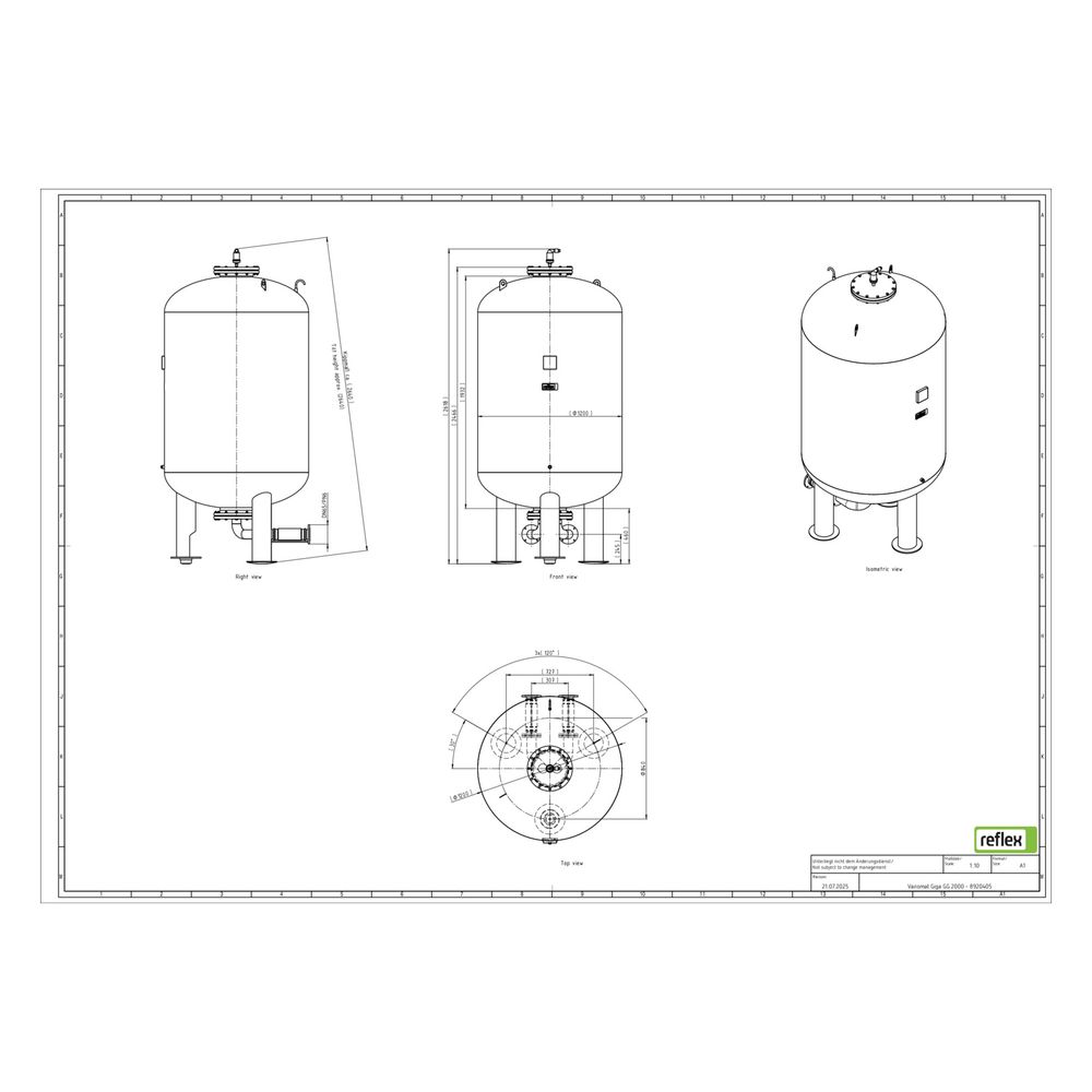 Reflex Variomat Giga GG 2000 Ausdehnungsgefäß MAG, Nennvolumen 2000l, Vollmembran, Grau... REFLEX-8920405 4036705113949 (Abb. 3)