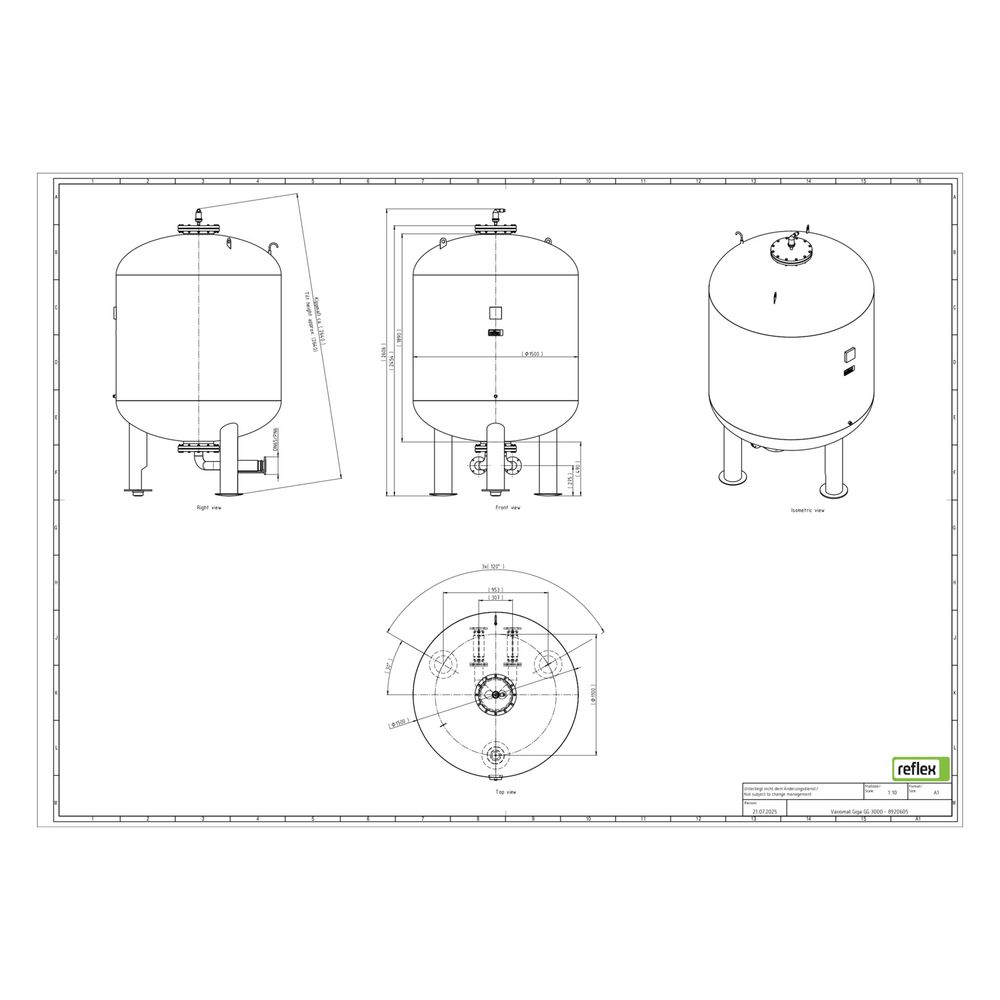 Reflex Variomat Giga GG 3000 Ausdehnungsgefäß MAG, Nennvolumen 3000l, Vollmembran, Grau... REFLEX-8920605 4036705113963 (Abb. 3)