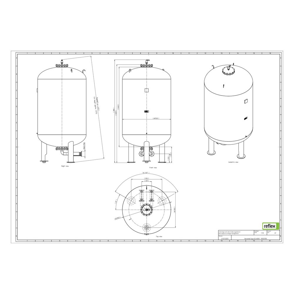 Reflex Variomat Giga GG 4000 Ausdehnungsgefäß MAG, Nennvolumen 4000l, Vollmembran, Grau... REFLEX-8920705 4036705113987 (Abb. 3)