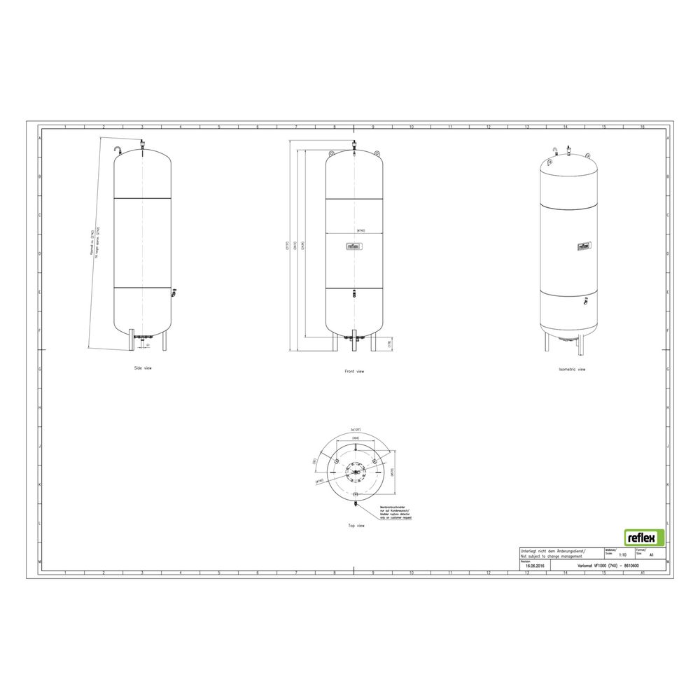 Reflex Variomat VF 1000/740 Ausdehnungsgefäß MAG, Nennvolumen 1000l, Vollmembran, Grau... REFLEX-8610600 4036705113734 (Abb. 3)