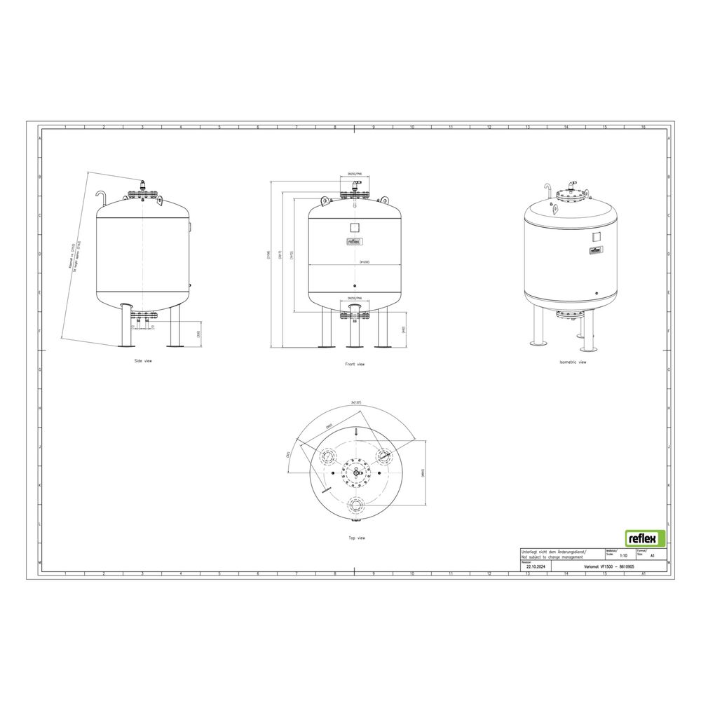 Reflex Variomat VF 1500 Ausdehnungsgefäß MAG, Nennvolumen 1500l, Vollmembran, Grau... REFLEX-8610905 4036705113833 (Abb. 3)