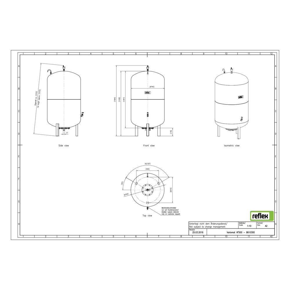 Reflex Variomat VF 500 Ausdehnungsgefäß MAG, Nennvolumen 500l, Vollmembran, Grau... REFLEX-8610300 4036705113703 (Abb. 3)