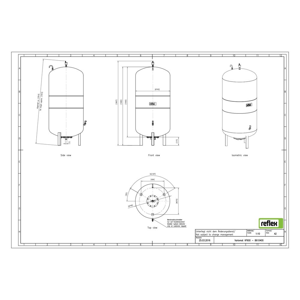 Reflex Variomat VF 600 Ausdehnungsgefäß MAG, Nennvolumen 600l, Vollmembran, Grau... REFLEX-8610400 4036705113710 (Abb. 3)