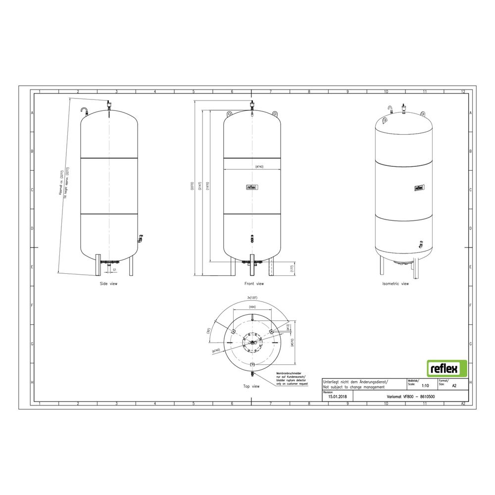 Reflex Variomat VF 800 Ausdehnungsgefäß MAG, Nennvolumen 800l, Vollmembran, Grau... REFLEX-8610500 4036705113727 (Abb. 3)