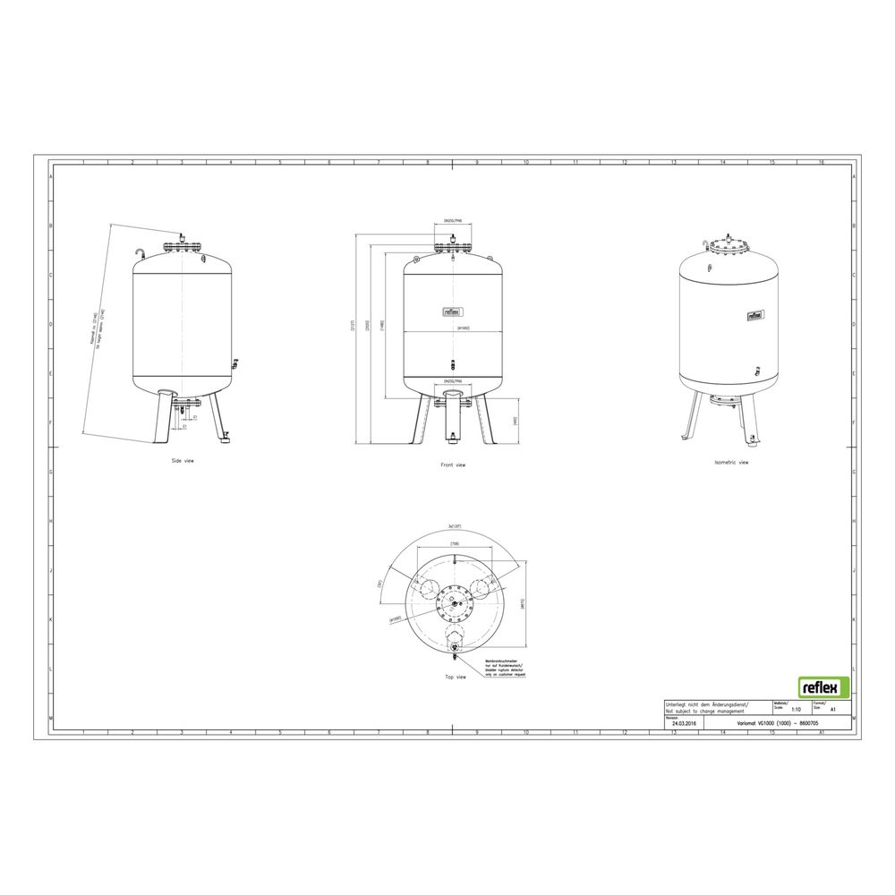 Reflex Variomat VG 1000/1000 Ausdehnungsgefäß MAG, Nennvolumen 1000l, Vollmembran... REFLEX-8600705 4036705113758 (Abb. 3)
