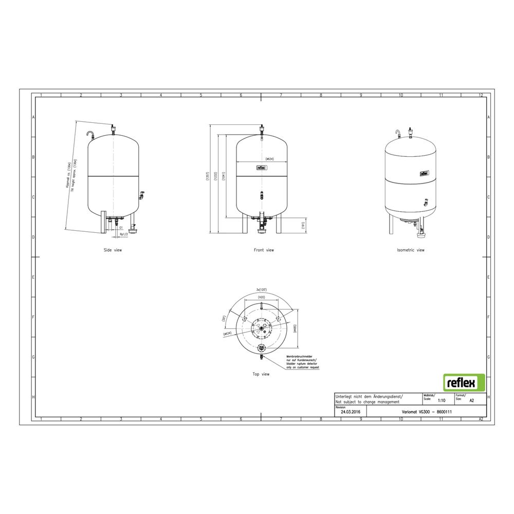 Reflex Variomat VG 300 Ausdehnungsgefäß MAG, Nennvolumen 300l, Vollmembran, Grau... REFLEX-8600111 4036705113574 (Abb. 3)