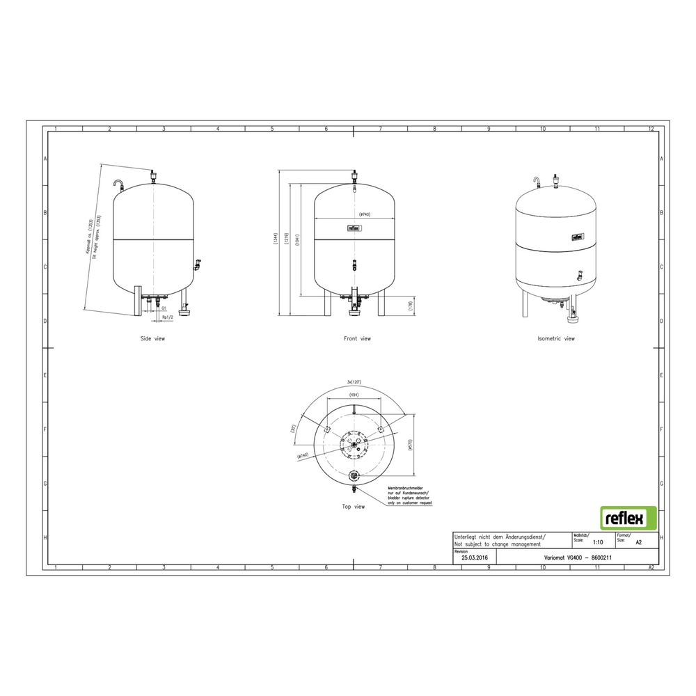Reflex Variomat VG 400 Ausdehnungsgefäß MAG, Nennvolumen 400l, Vollmembran, Grau... REFLEX-8600211 4036705113598 (Abb. 3)