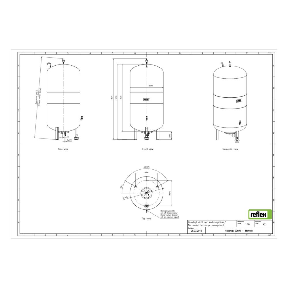 Reflex Variomat VG 600 Ausdehnungsgefäß MAG, Nennvolumen 600l, Vollmembran, Grau... REFLEX-8600411 4036705115004 (Abb. 3)