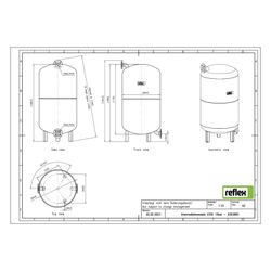 Reflex V Vorschaltgefäß, Nenninhalt 350l, mit Füßen, 10 bar, Grau... REFLEX-8303800 4036705181160 (Abb. 1)