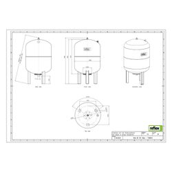 Reflex Refix DE Ausdehnungsgefäß MAG 100, Nennvolumen 100l, 16 bar, tauschbare Membran,... REFLEX-7348610 4036705078132 (Abb. 1)