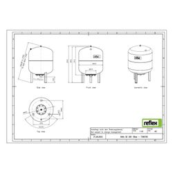 Reflex Refix DE Ausdehnungsgefäß MAG 200, Nennvolumen 200l, 10 bar, tauschbare Membran,... REFLEX-7306700 4036705001239 (Abb. 1)