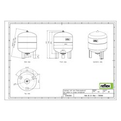 Reflex Refix DE Ausdehnungsgefäß MAG 33 st, Nennvolumen 33l, 10 bar, Vollmembran, mit B... REFLEX-7305500 4036705001062 (Abb. 1)