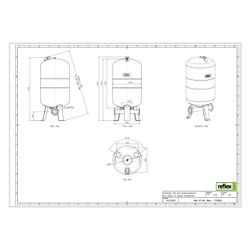 Reflex Refix DT Ausdehnungsgefäß MAG 500, Nennvolumen 500l, 16 bar, Duo-Flansch DN 80... REFLEX-7370505 4036705079467 (Abb. 1)