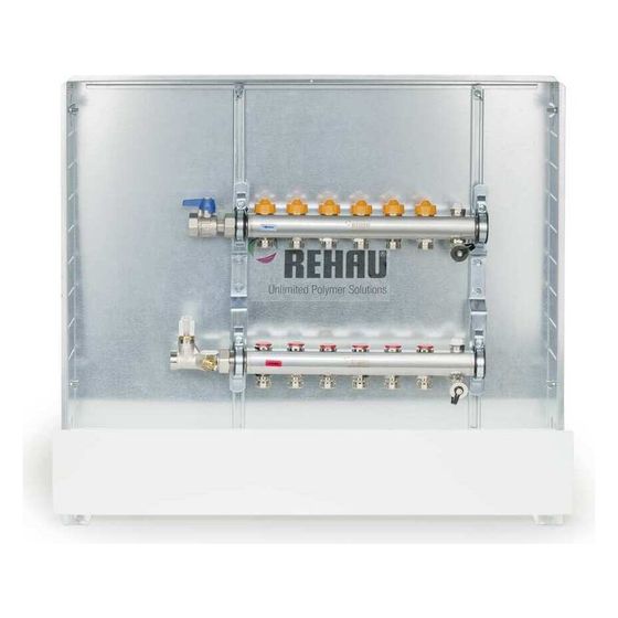 Rehau Rautherm Unit, Easyflow und UP 110, 12 Heizkreise, Strangregulierventil links