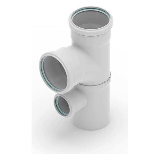 Rehau Raupiano Plus Doppelabzweig einseitig DN 90/90/50, 87 Grad, max flow