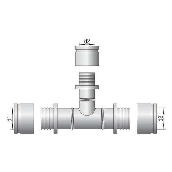 Rehau T-Stück, SDR 11, 110x75x90mm, Stahl