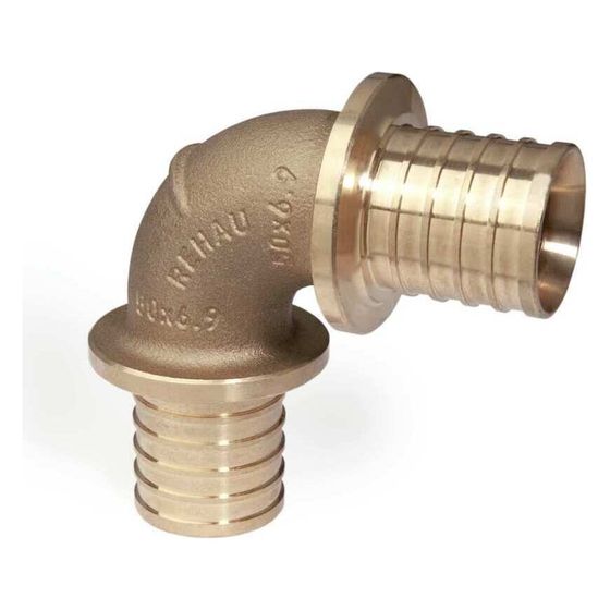 Rehau Rautitan Bogen RXplus 32/32mm, 90 Grad, Rotguss